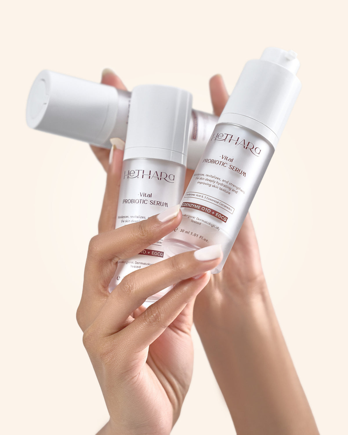 Vital Probiotic Serum 30ml by Hethara — probiotic and ceramide serum for barrier recovery, made in Egypt | فايتال سيروم البروبيوتك من هيثارا — لتعافي حاجز البشرة