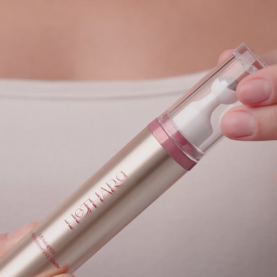 Re-Nurtiv Super Potent Eye Serum by Hethara — cooling metal applicator in use | فيديو سيروم العين بالمطبّق المعدني